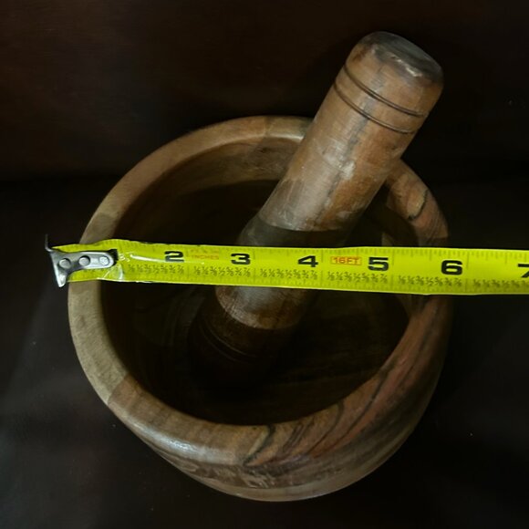 NWT Extra Large Wooden Rustic  Farmhouse Style Mortar and Pestle Set - Picture 10 of 12